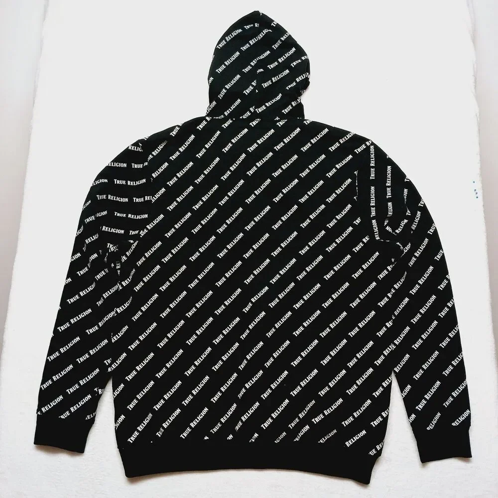 True Religion LS All Over Print Pullover Hoodie Men's Size 2XL